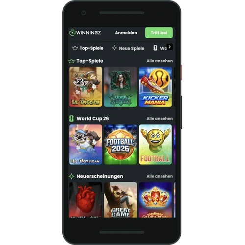 Winningz casino games on mobile
